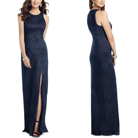Dessy Collection Dresses & Skirts - Dessy Maxi Dress Formal Gown Navy Blue 4 Small S Skirt Tank Metallic Cocktail